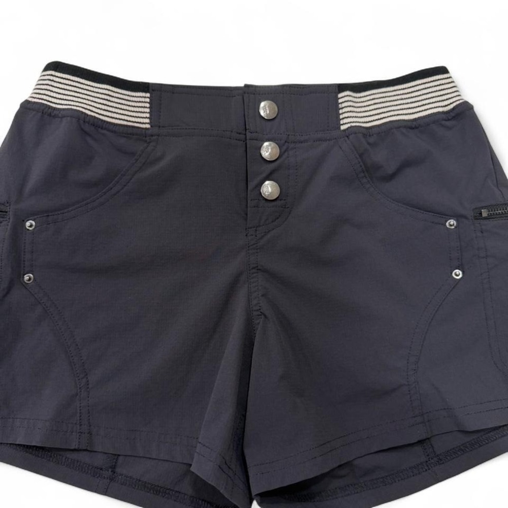 Free People FP Movement Womens XS Black Hiking Active Shorts Striped Waistband - Picture 2 of 5